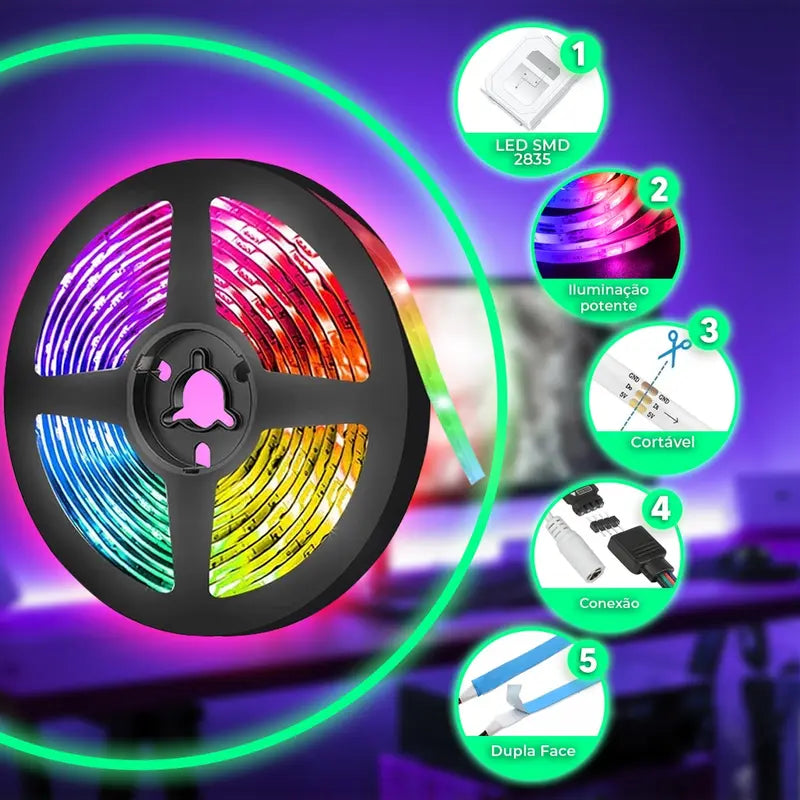 Fita Led 5M 10M Rgb A Prova D'Água 2835 300 Smd 12v Ip60 Lumi Enconomica Pronta Entrega - Imagem 3