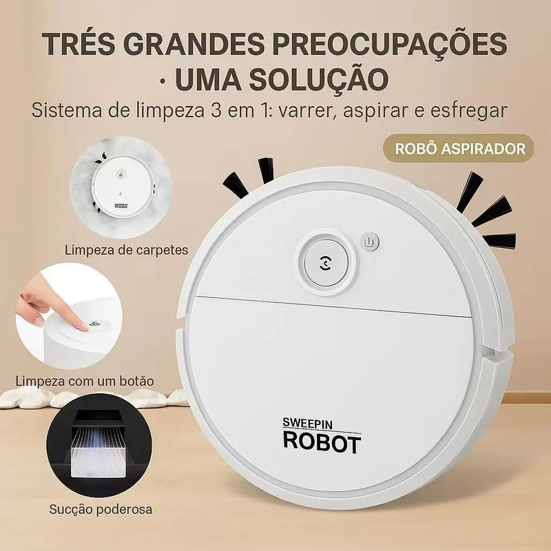 Aspiradora Robot Inteligente 3 en 1, Silenciosa, Recargable por USB, Ideal para Mascotas - Imagem 2