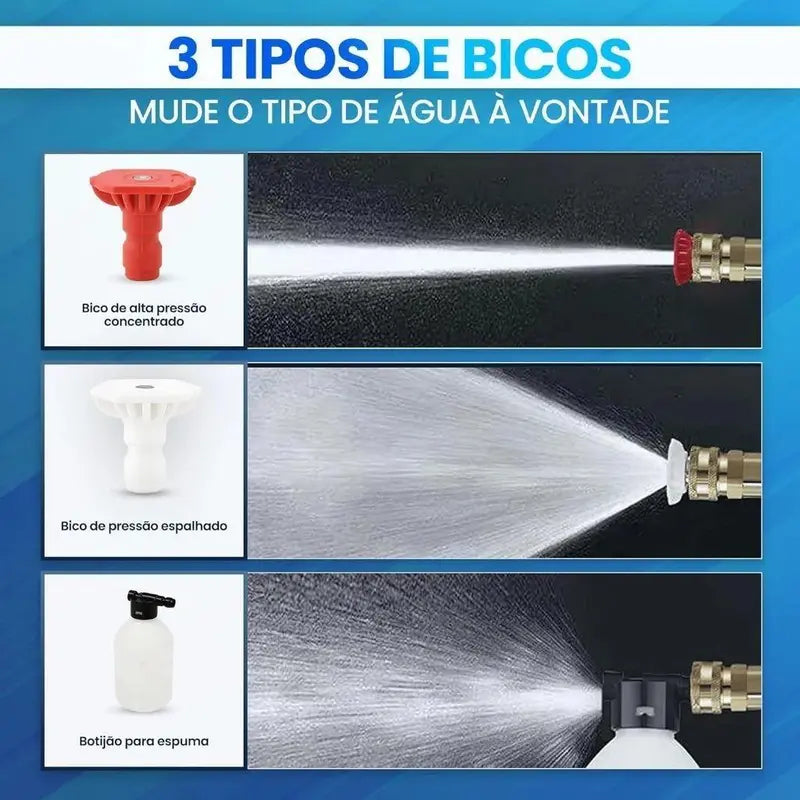 Lavadora Alta Pressão Lava Jato Portátil Recarregável Com Maleta e Acessórios Recarregável Sem Fio para Carros e Jardim - Imagem 2