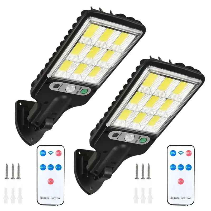 Luminária Solar Parede 108 COB Carregar LED Luz Branco frio Prova D'Água Sensor Presença 3 funções - Imagem 2