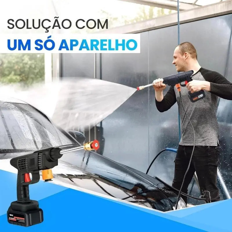 Lavadora Alta Pressão Lava Jato Portátil Recarregável Com Maleta e Acessórios Recarregável Sem Fio para Carros e Jardim - Imagem 6