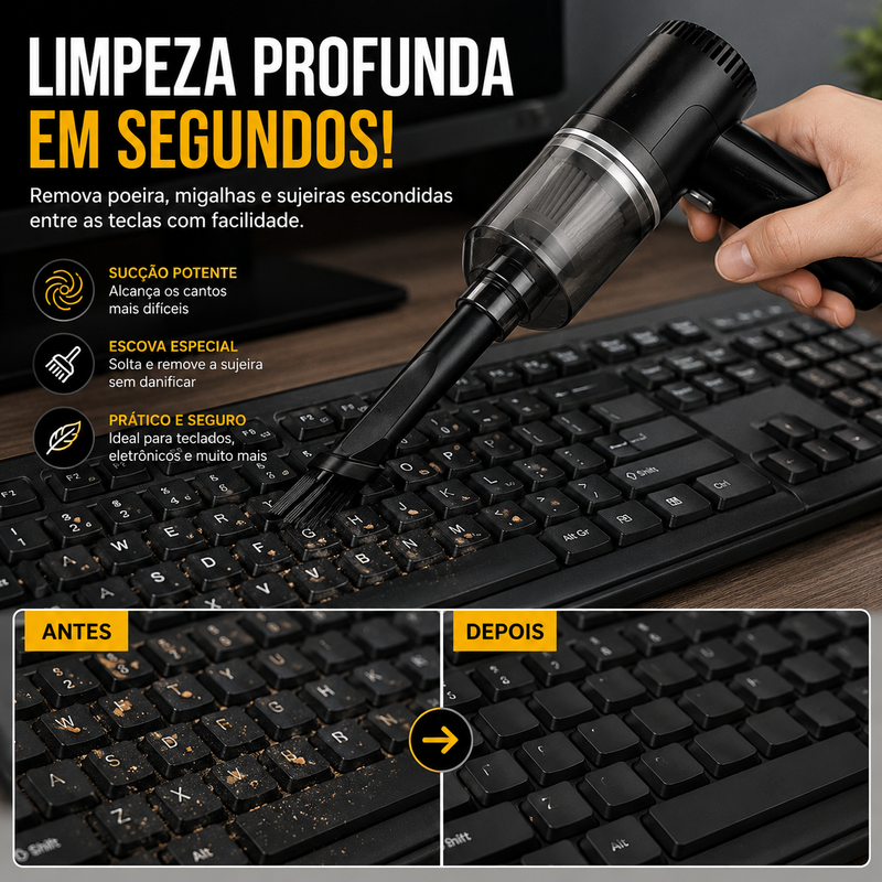 Aspirador 3 em 1 De Pó Limpe Seu Carro, Teclado e Cantos Difíceis em Segundos — Sem Fios e Sem Esforço - Imagem 3