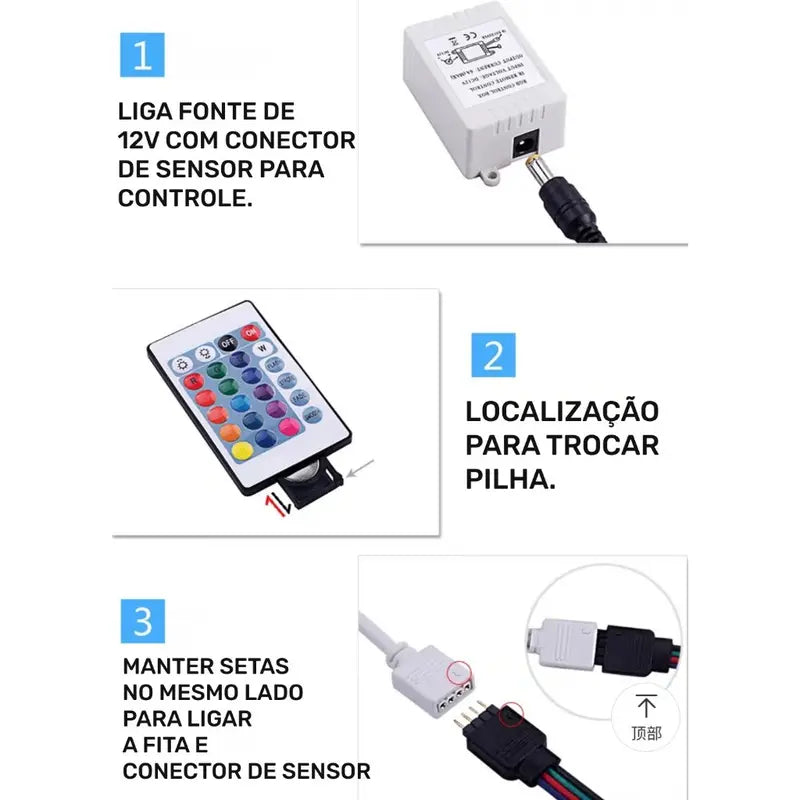 Fita Led 5M 10M Rgb A Prova D'Água 2835 300 Smd 12v Ip60 Lumi Enconomica Pronta Entrega - Imagem 8