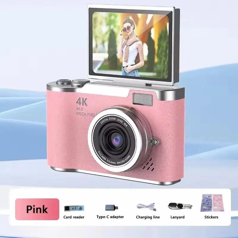 Câmera de zoom digital CCD 8x A tela flip LED HD de 2,4 polegadas suporta foco automático - Imagem 3