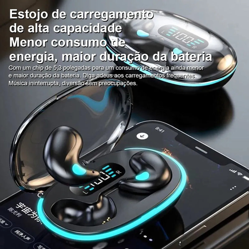 Fone de Ouvido Jiditech X55 Invisível Bluetooth 5.3 Intra-auricular para Dormir Com Cancelamento de Ruído - Imagem 4