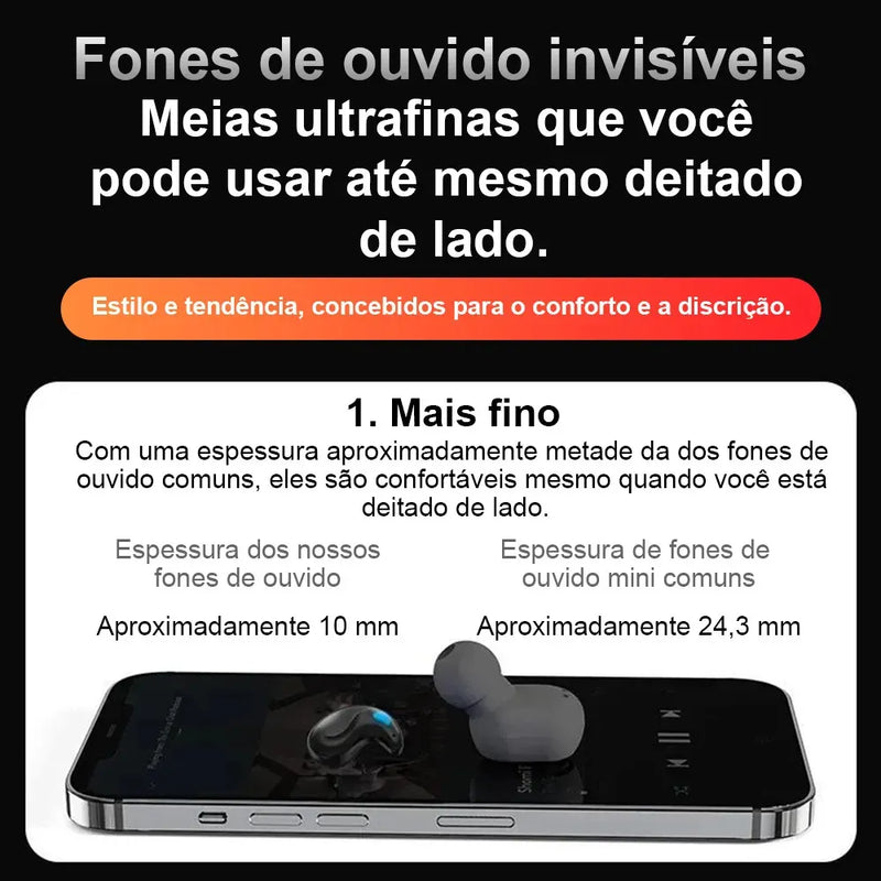 Fone de Ouvido Jiditech X55 Invisível Bluetooth 5.3 Intra-auricular para Dormir Com Cancelamento de Ruído - Imagem 5