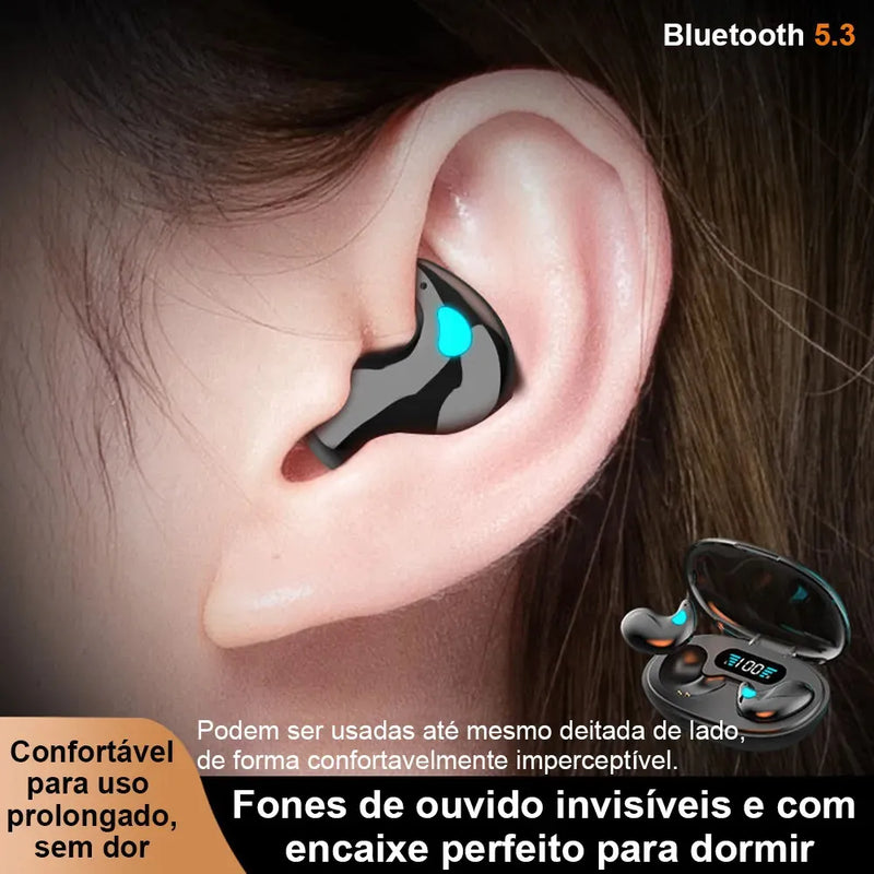 Fone de Ouvido Jiditech X55 Invisível Bluetooth 5.3 Intra-auricular para Dormir Com Cancelamento de Ruído - Imagem 8
