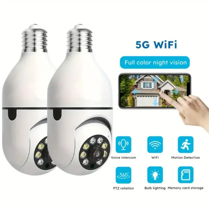 Kit4 de vigilância inteligente - Várias câmeras de segurança, lâmpada WiFi HD 360° - Câmera IP infravermelha noturna - Imagem 2