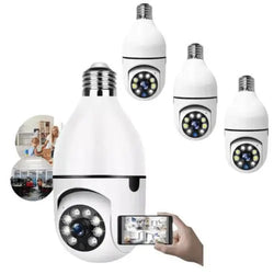 Kit4 de vigilância inteligente - Várias câmeras de segurança, lâmpada WiFi HD 360° - Câmera IP infravermelha noturna