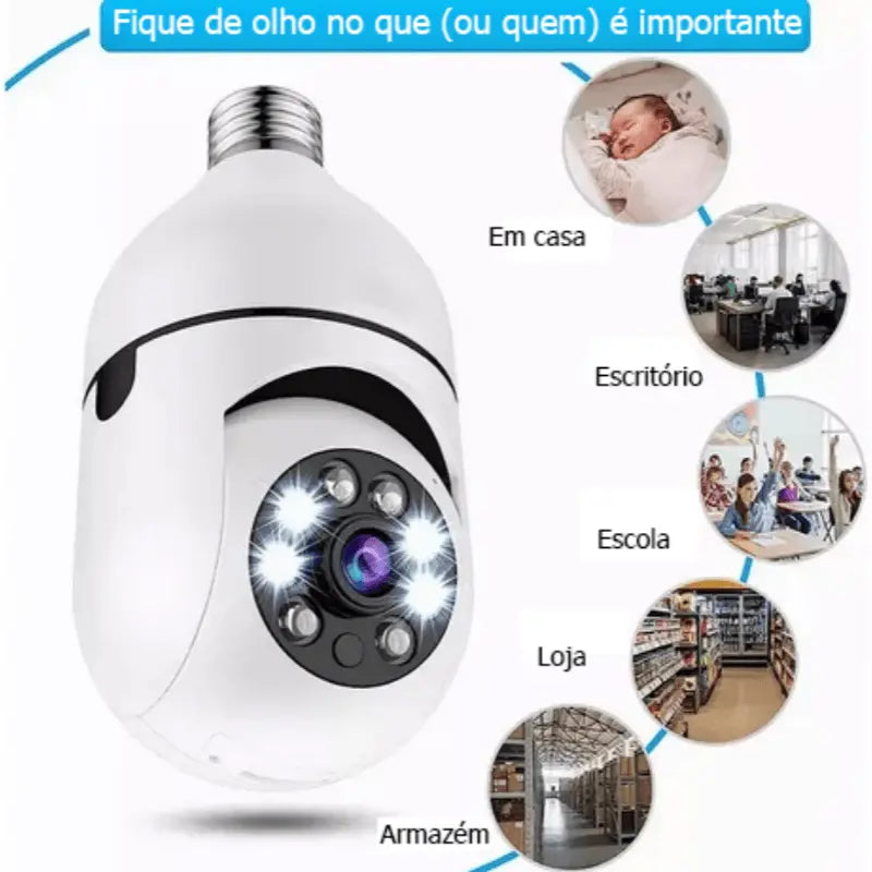 Kit4 de vigilância inteligente - Várias câmeras de segurança, lâmpada WiFi HD 360° - Câmera IP infravermelha noturna - Imagem 3
