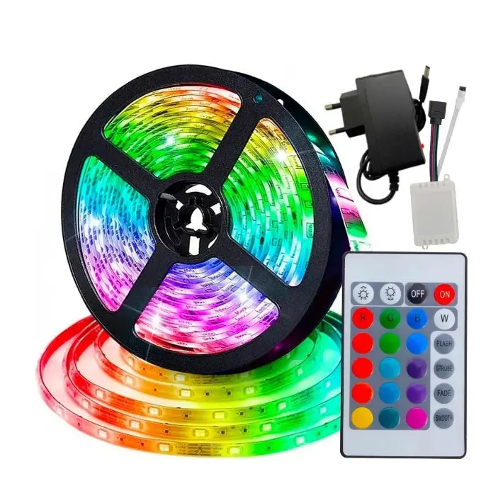 Fita Led 5M 10M Rgb A Prova D'Água 2835 300 Smd 12v Ip60 Lumi Enconomica Pronta Entrega - Imagem 1