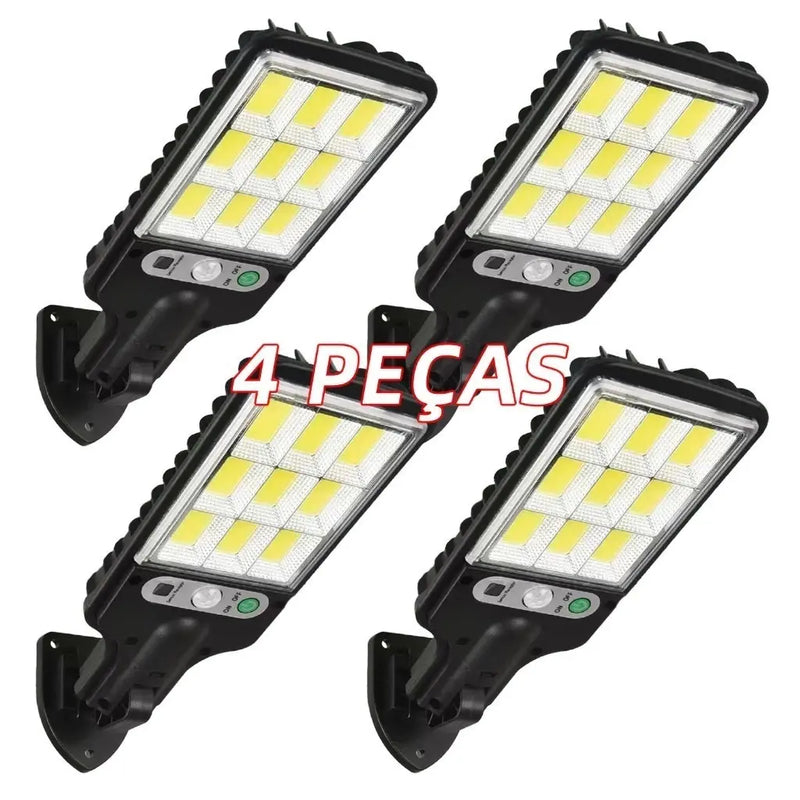 Luminária Solar Parede 108 COB Carregar LED Luz Branco frio Prova D'Água Sensor Presença 3 funções - Imagem 4