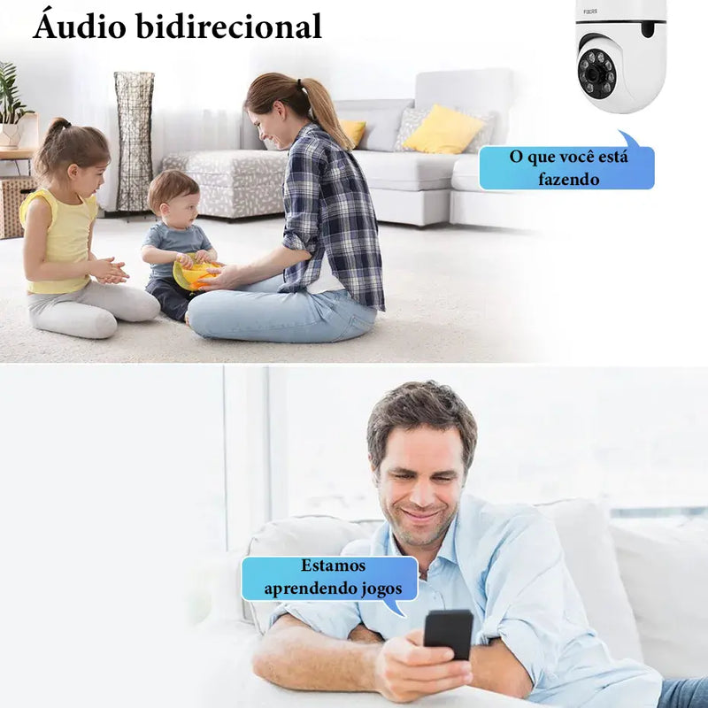 Kit4 de vigilância inteligente - Várias câmeras de segurança, lâmpada WiFi HD 360° - Câmera IP infravermelha noturna - Imagem 4