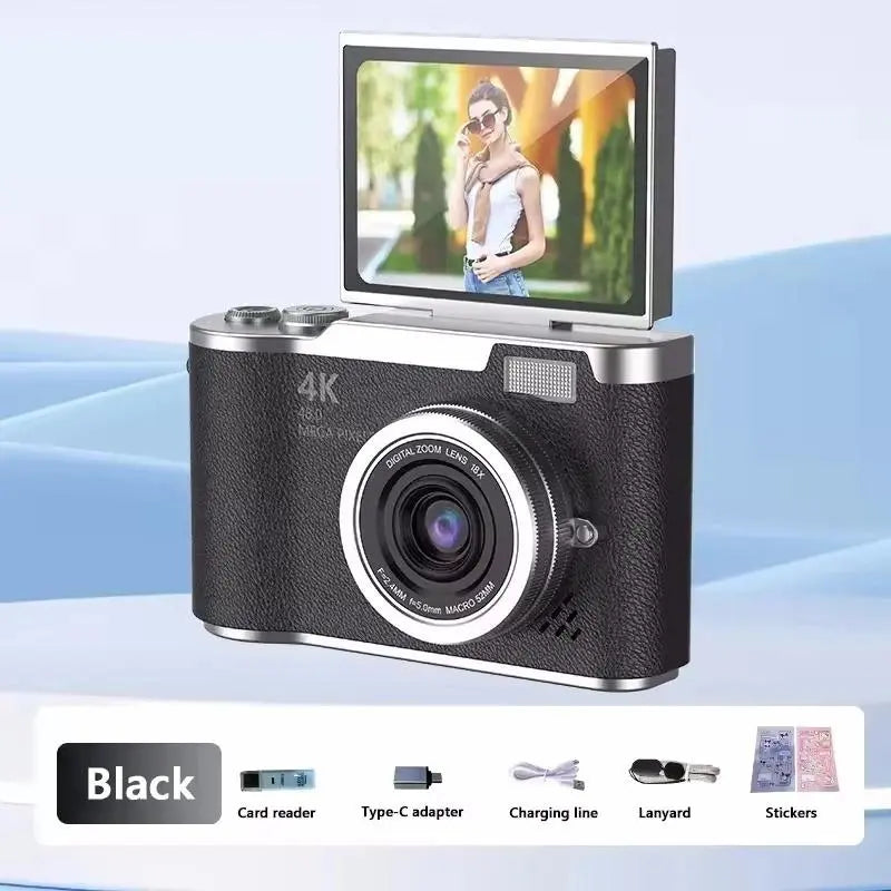 Câmera de zoom digital CCD 8x A tela flip LED HD de 2,4 polegadas suporta foco automático - Imagem 2