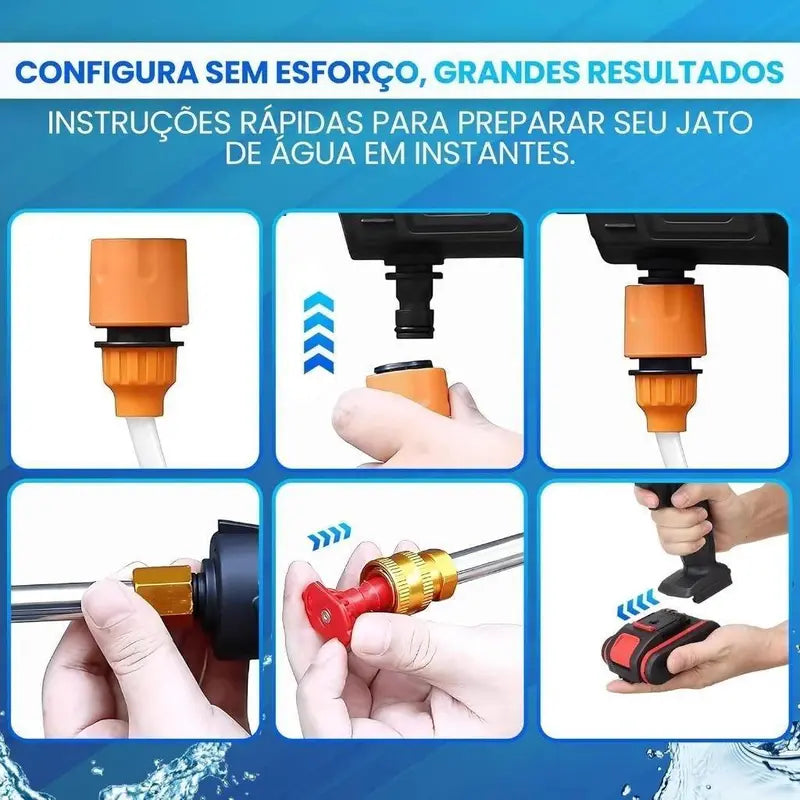 Lavadora Alta Pressão Lava Jato Portátil Recarregável Com Maleta e Acessórios Recarregável Sem Fio para Carros e Jardim - Imagem 4